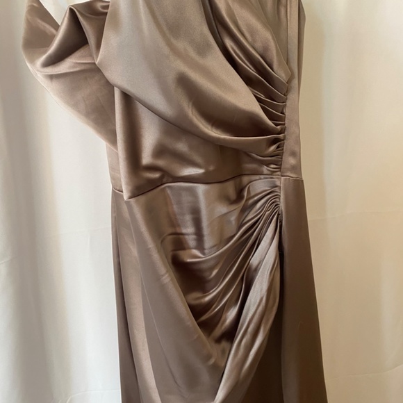 Revelry Taupe Rory Satin Bridesmaid Dress - Picture 4 of 6